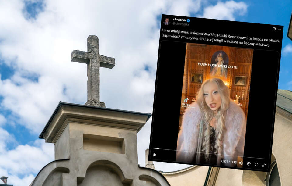 Piosenkarka Luna znalazła się w centrum uwagi po tym, jak na Tik-Toku opublikowała nagranie, na którym tańczy w kościele przed obrazem Jezusa ubrana w stylizację eksponującą nagie pośladki. / autor: Fratria/X