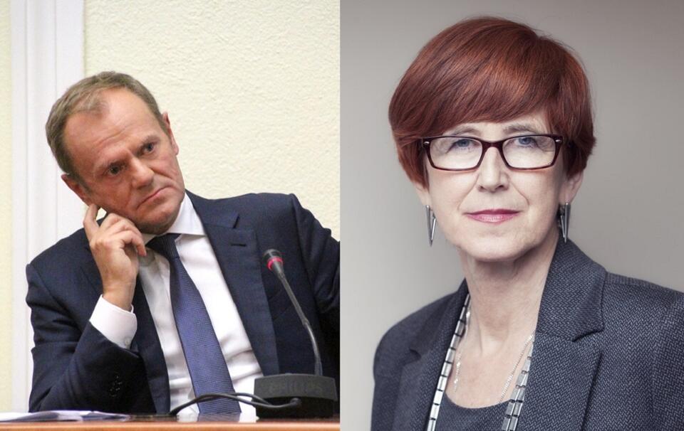 Lider PO Donald Tusk/Minister Elżbieta Rafalska / autor: Fratria