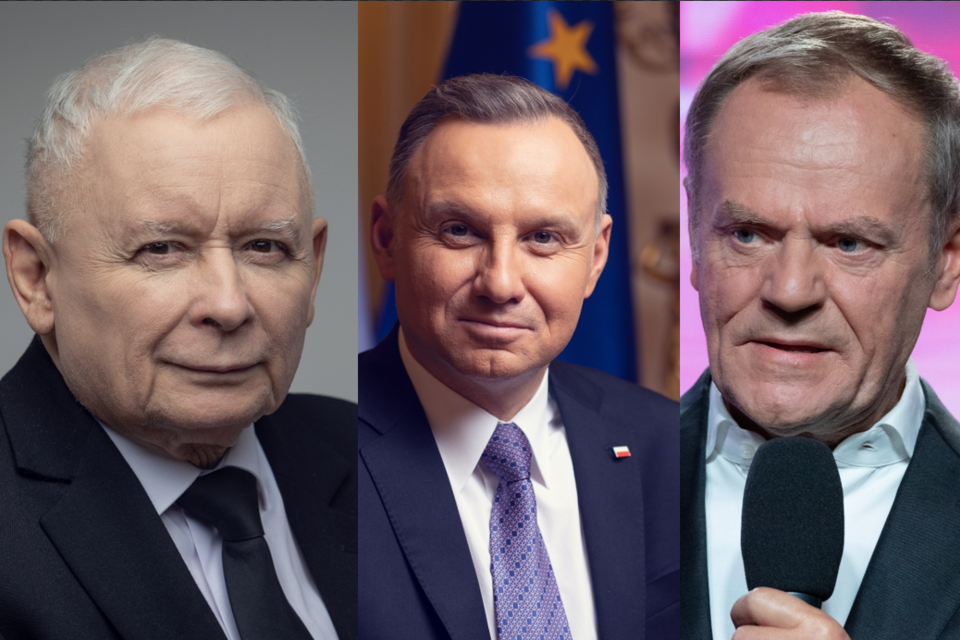 Jarosław Kaczyński, Andrzej Duda i Donald Tusk / autor: Fratria