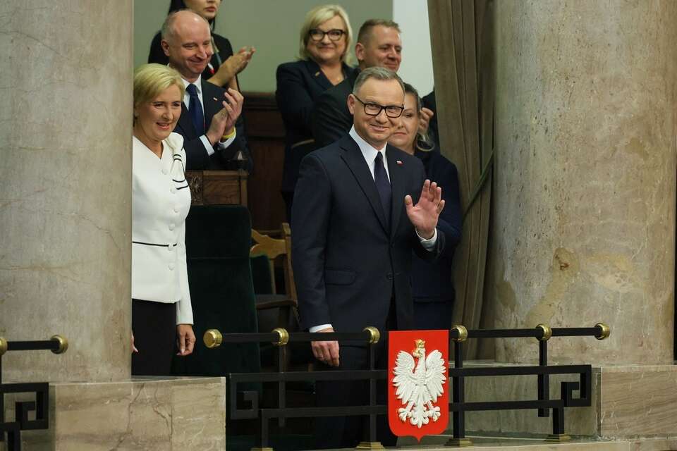 Prezydent Andrzej Duda przed uroczystością zaprzysiężenia prezydenta Karola Nawrockiego / autor: PAP/Paweł Supernak