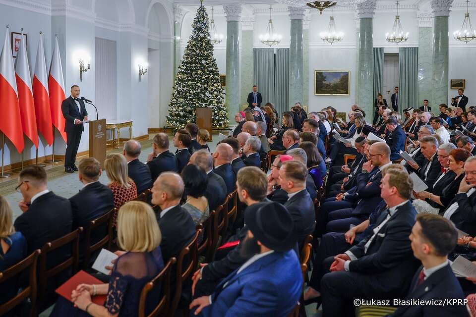 Prezydent Karol Nawrocki podczas spotkania noworocznego z szefami misji dyplomatycznych akredytowanymi w Rzeczypospolitej Polskiej / autor: KPRP/Łukasz Błasikiewicz 
