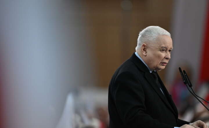 Prezes PiS Jarosław Kaczyński przemawia podczas spotkania z mieszkańcami Leżajska / autor: PAP/Darek Delmanowicz