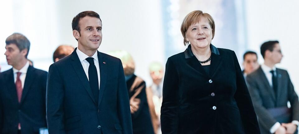 Angela Merkel i Emmanuel Macron / autor: PAP/EPA