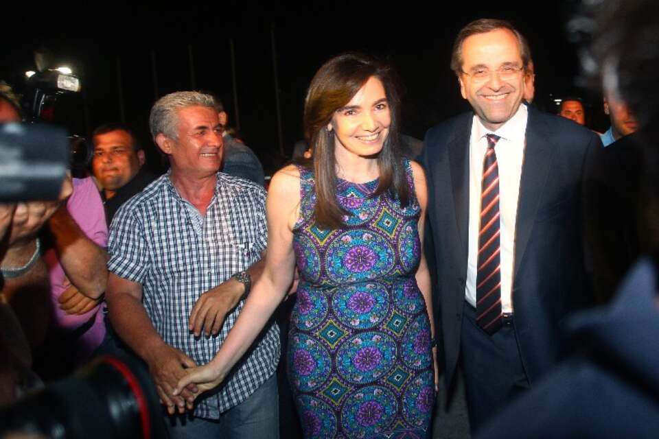 Premier Samaras z żoną, PAP/EPA
