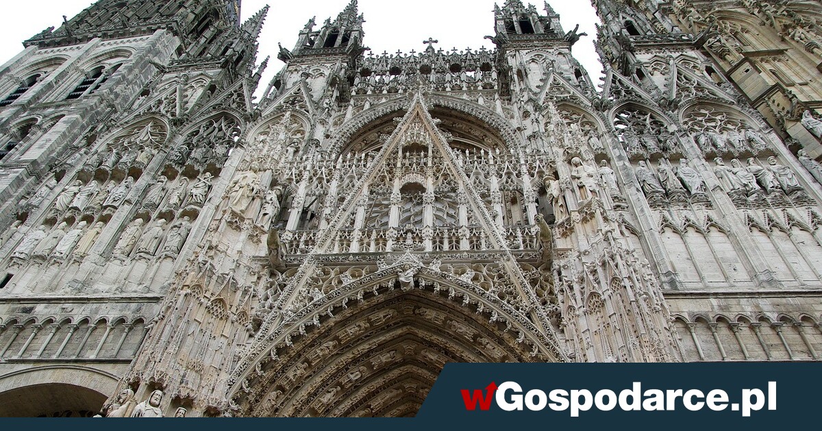 Fireplace on the Gothic Cathedral of Notre-Dame in Rouen