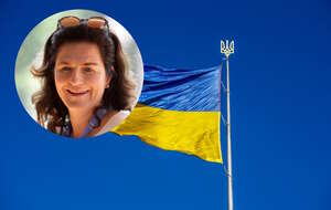 Aleksandra Dulkiewicz i ukraińska flaga / autor: Fratria