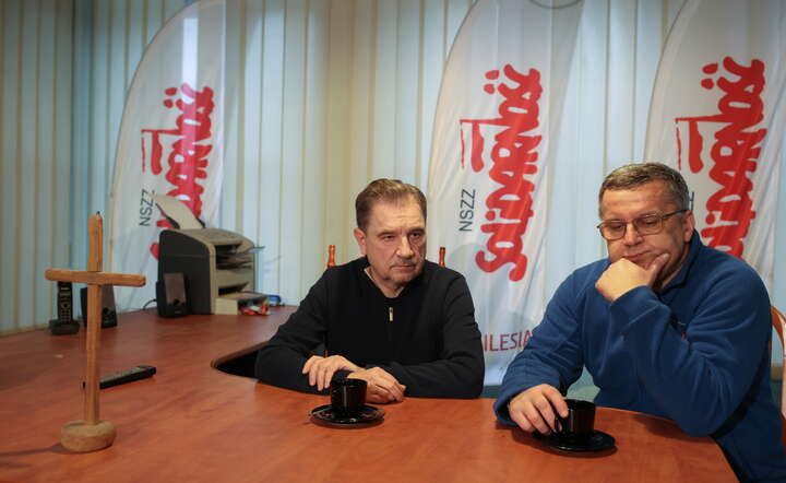 rzewodniczący NSZZ Solidarność Piotr Duda (L) i przewodniczący NSZZ „Solidarność” w Silesii Grzegorz Babij (P)  / autor: PAP/Jarek Praszkiewicz