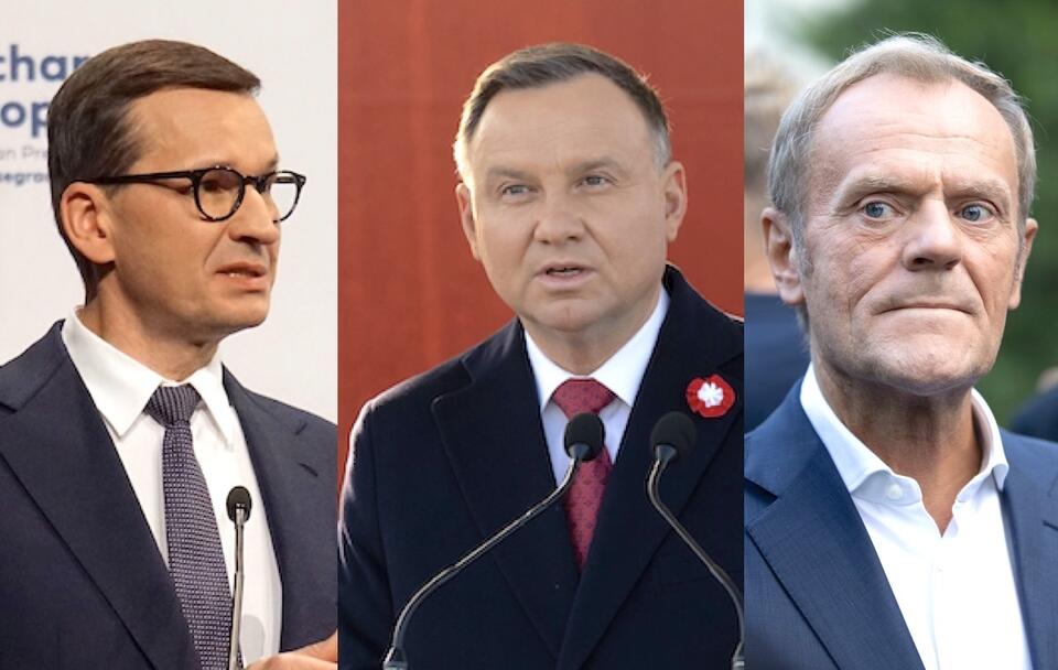 Mateusz Morawiecki, Andrzej Duda, Donald Tusk / autor: Fratria