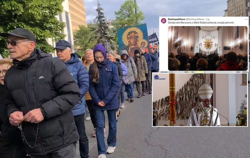 Pokutna Procesja Różańcowa za Polskę / autor: X/Ewa Stankiewicz - Jørgensen/Episkopat News, YouTube/Telewizja NIEPOKALANÓW