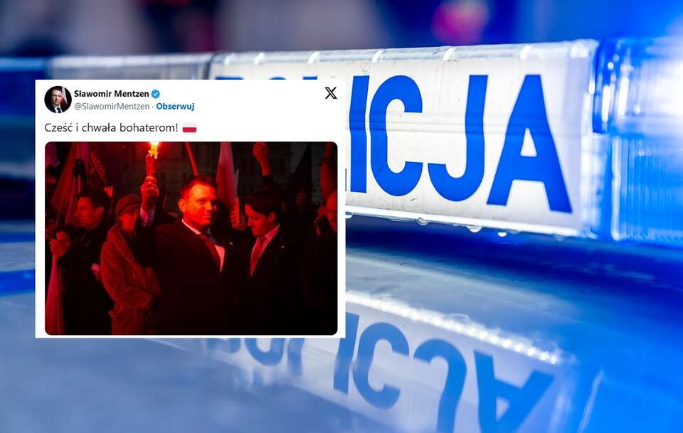 Sławomir Mentzen odpalił racę na Marszu Niepodległości pomimo zakazu używania środków pirotechnicznych. / autor: Fratria