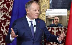 Tusk zadłuży pokolenia Polaków dla uniknięcia odpowiedzialności? Kowalski: SAFE to ma być poduszka jego bezpieczeństwa. Na zdjęciu Donald Tusk i wpis Janusza Kowalskiego (screen z X) / autor: PAP/EPA, X/Janusz Kowalski (screen)