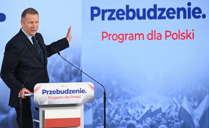  Wiceprezes PiS Przemysław Czarnek przemawia podczas prezentacji planu programowego Prawa i Sprawiedliwości na najbliższe miesiące / autor: PAP/Radek Pietruszka
