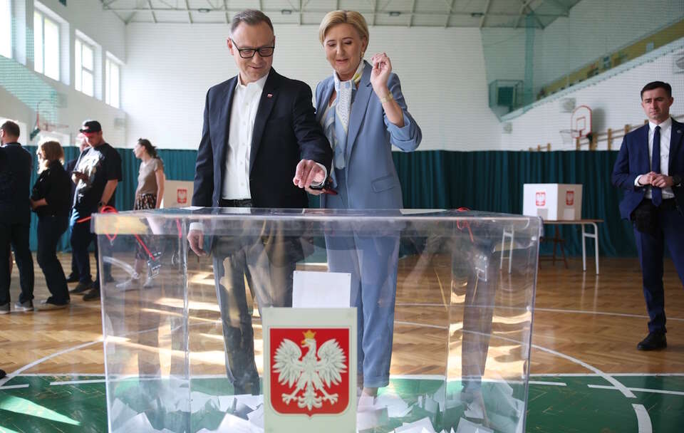 Prezydent RP Andrzej Duda wraz z pierwszą damą Agatą Kornhauser-Dudą / autor: PAP/Łukasz Gągulski