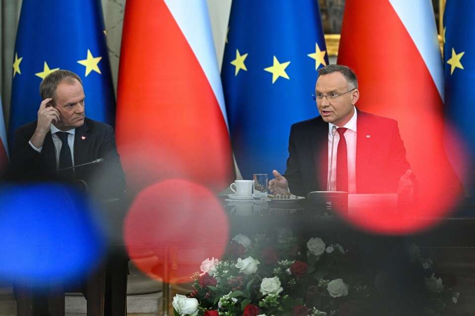 Lider PO, premier Donald Tusk i prezydent RP Andrzej Duda na posiedzeniu Rady Gabinetowej / autor: PAP/Radek Pietruszka