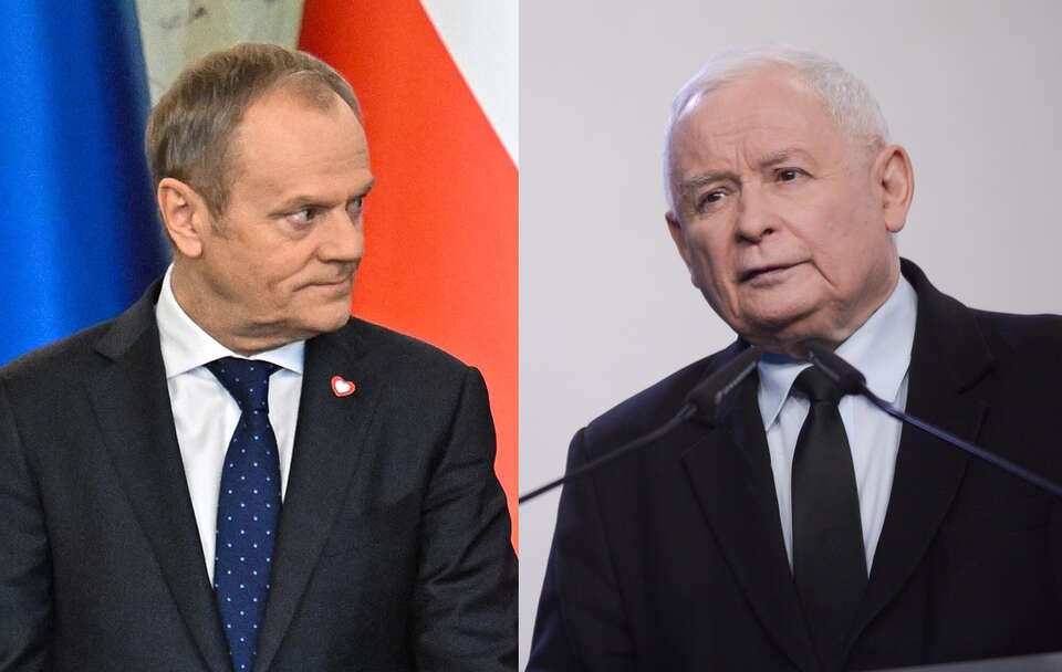 Donald Tusk, Jarosław Kaczyński / autor: PAP/Radek Pietruszka/PAP/Marcin Obara