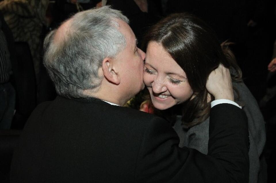 Jarosław Kaczyński składa gratulacje Joannie Lichockiej, PAP