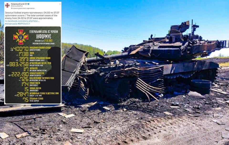 Zniszczony rosyjski czołg T-90M/ Komunikat ukraińskiego sztabu generalnego / autor: commons.wikimedia.org/АрміяInform/CC BY 4.0