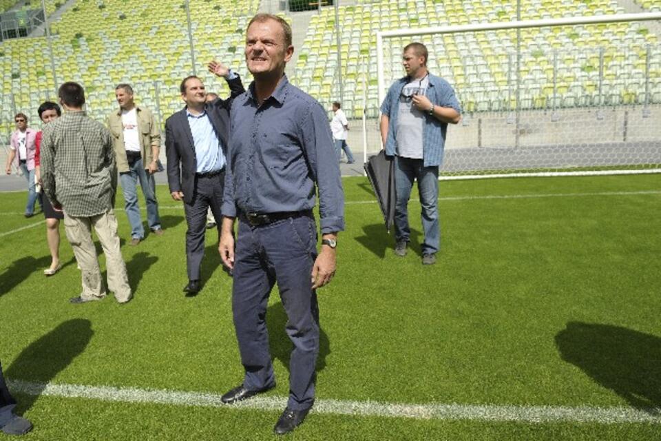 Premier Donald Tusk podziwia stadion PGE Arena Gdańsk podczas dnia otwartego, 6 bm., PAP 