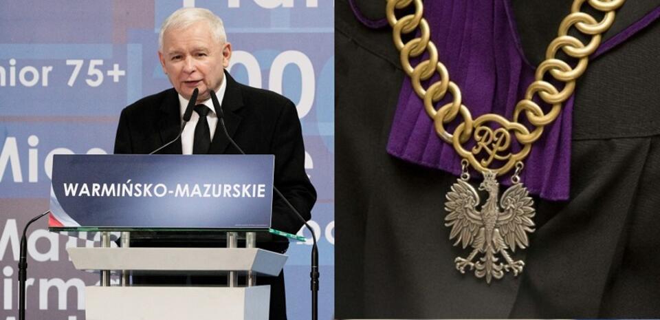 Prezes PiS Jarosław Kaczyński; toga sędziowska / autor: PAP/Tomasz Waszczuk; ms.gov.pl