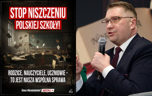 Grafika Prawa i Sprawiedliwości; Prof. Przemysław Czarnek / autor: X/@pisorgpl