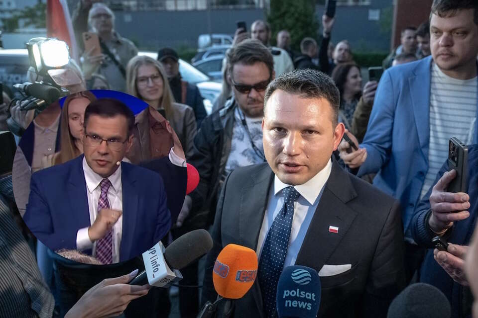 Sławomir Mentzen  po zakończeniu spotkania z kandydatem KO Rafałem Trzaskowskim w Toruniu / autor: PAP/Tytus Żmijewski, Telewizja wPolsce24