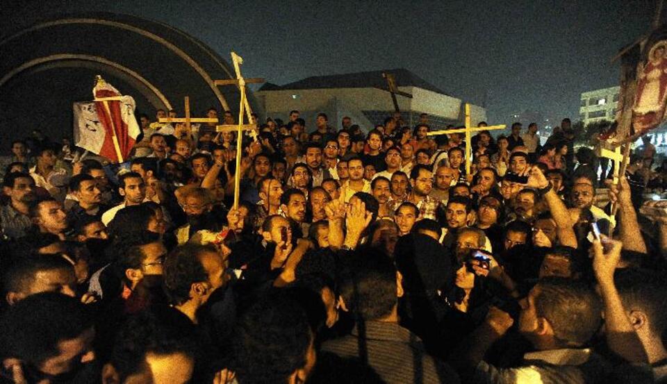 Protest egipskich chrześcijan. Fot. PAP/EPA