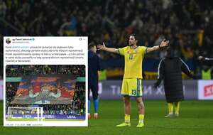 Na zdj. ukraiński piłkarz Illia Zabarnyi (C) cieszy się ze zwycięstwa po meczu eliminacyjnego grupy D piłkarskich mistrzostw świata z Islandią / autor:  PAP/Piotr Nowak, X/Paweł Jabłoński