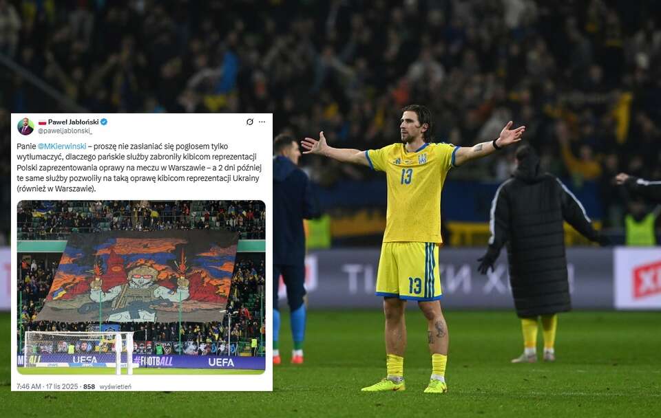 Na zdj. ukraiński piłkarz Illia Zabarnyi (C) cieszy się ze zwycięstwa po meczu eliminacyjnego grupy D piłkarskich mistrzostw świata z Islandią / autor:  PAP/Piotr Nowak, X/Paweł Jabłoński