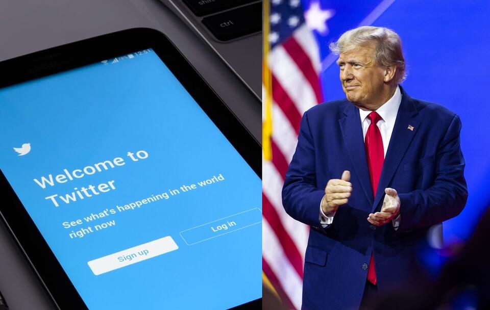 Twitter (zdj. ilustracyjne); Donald Trump, były prezydent USA na konwencji CPAC / autor: Pixabay; PAP/EPA