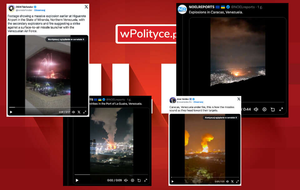 W stolicy Wenezueli, Caracas, odnotowano dzisiaj nad ranem głośne eksplozje, którym towarzyszyły dźwięki przypominające przelatujące samoloty - podała agencja AFP. / autor: Fratria/X