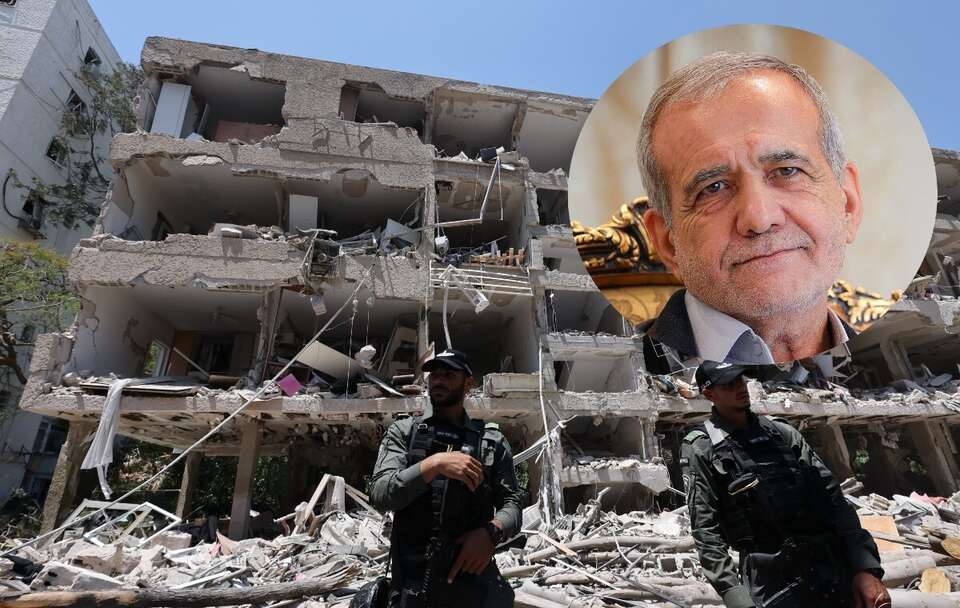 Efekt irańskiego odwetu w Tel Awiwie; Masud Pezeszkian  / autor: PAP/EPA/ABIR SULTAN/Khamenei.ir/Wikimedia Commons/https://creativecommons.org/licenses/by/4.0/
