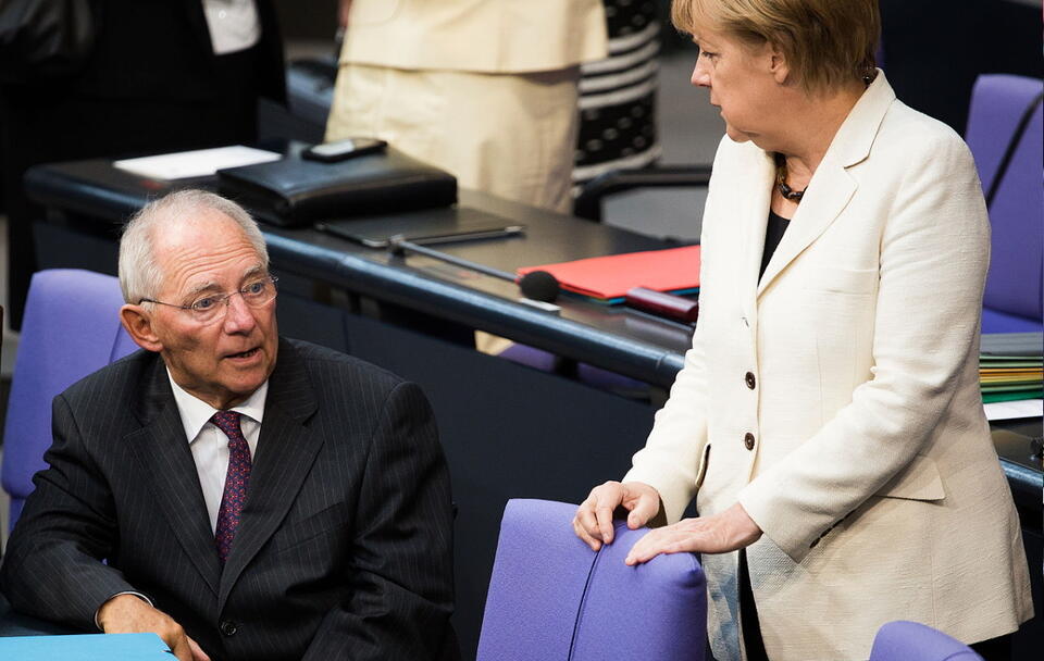 Wolfgang Schäuble and Angela Merkel w Bundestagu, 2014 / autor: Tobias Koch / wikipedia / CC BY-SA 3.0 de
