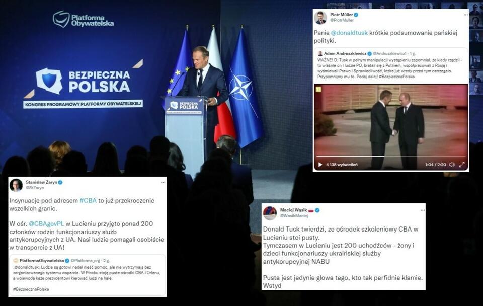 Politycy ZP odpowiadają na słowa Tuska! "Perfidnie kłamie" / autor: PAP/Rafał Guz; Twitter (screenshot)