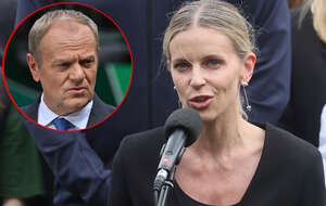 Wiceminister rodziny Aleksandra Gajewska z KO i premier Donald Tusk. / autor: PAP/Piotr Nowak/PAP/Leszek Szymański