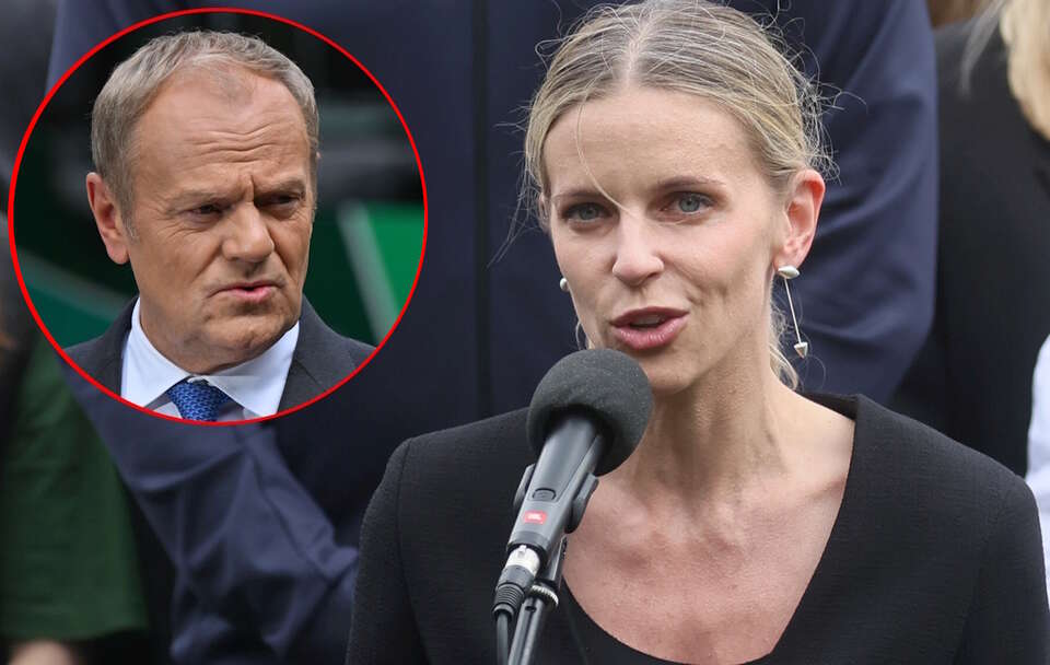Wiceminister rodziny Aleksandra Gajewska z KO i premier Donald Tusk. / autor: PAP/Piotr Nowak/PAP/Leszek Szymański