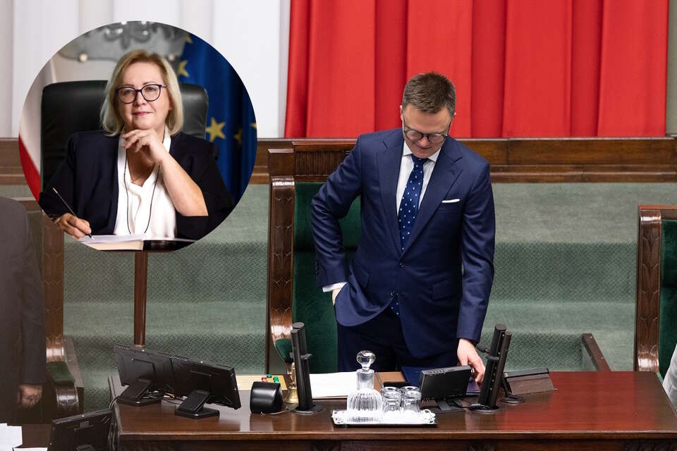 Marszałek Sejmu Szymon Hołownia, w miniaturze I Prezes SN prof. Małgorzata Manowska / autor: Fratria/sn.pl