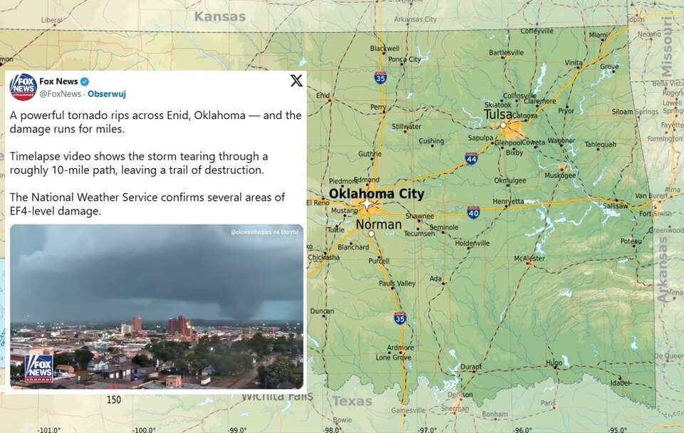 Niszczycielskie tornado uderzyło w amerykańskie miasto. WIDEO