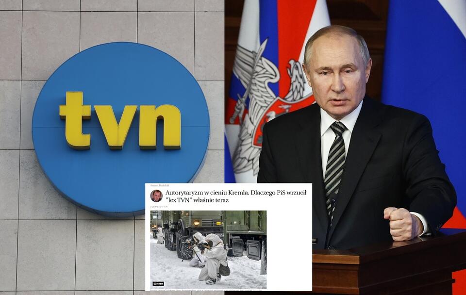 TVN i Władimir Putin / autor: Fratria/wyborcza.pl/	PAP/EPA/MIKHAIL TERESHCHENKO / KREMLIN POOL / SPUTNIK