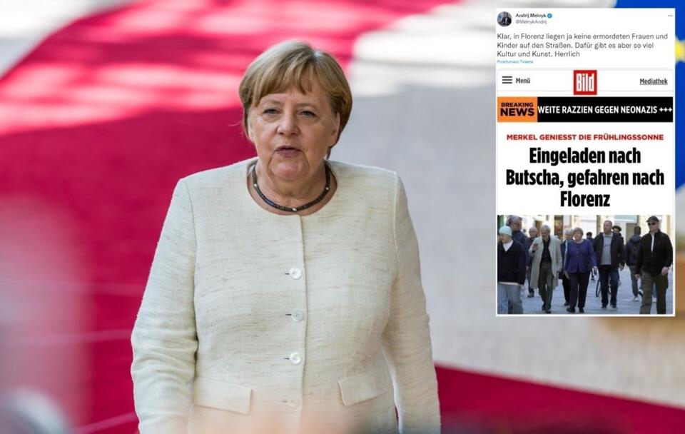 Merkel zamiast do Buczy pojechała do... Florencji / autor: Fratria; Twitter/Andrij Melnyk (screenshot)