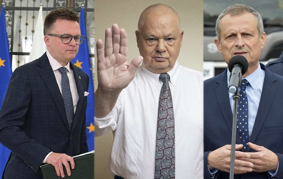 Marszałek Sejmu Szymon Hołownia, prezes NBP prof. Adam Glapiński, poseł KO Zdzisław Gawlik / autor: PAP/Marcin Obara/Fratria