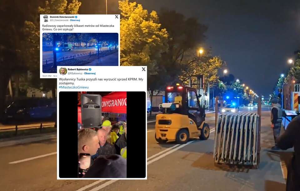 Policja i barierki przed KPRM w Warszawie  / autor: X/Robert Bąkiewicz/Dominik Dzierżanowski