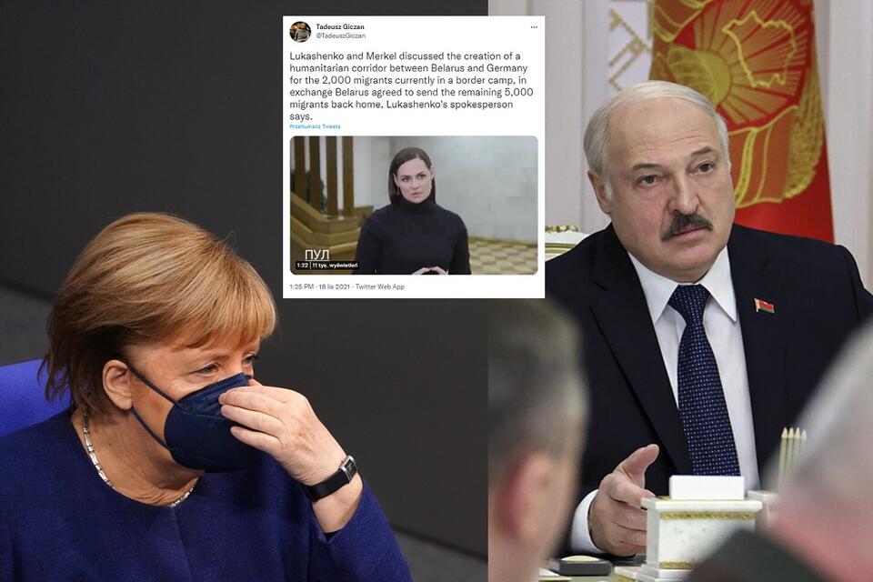 Angela Merkel i Aleksandr Łukaszenka / autor: PAP/EPA; PAP/EPA/BELARUS PRESIDENT PRESS SERVICE / HANDOUT; Twitter
