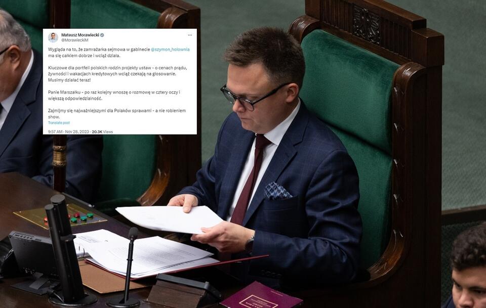 Marszałek Sejmu Szymon Hołownia / autor: Fratria/X: @MorawieckiM