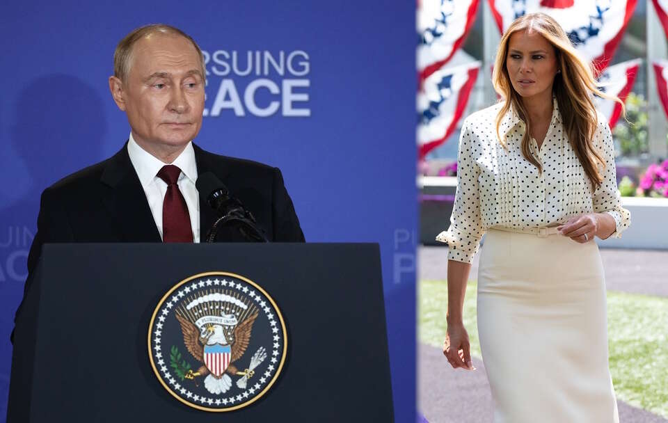 Władimir Putin podczas szczytu na Alasce, pierwsza dama USA Melania Trump / autor: PAP/ EPA/SERGEY BOBYLEV/SPUTNIK/KREMLIN POOL / POOL MANDATORY CREDIT ; wikimedia commons, The White House, domena publiczna <https://www.flickr.com/photos/202101414@N05/54639156547/>
