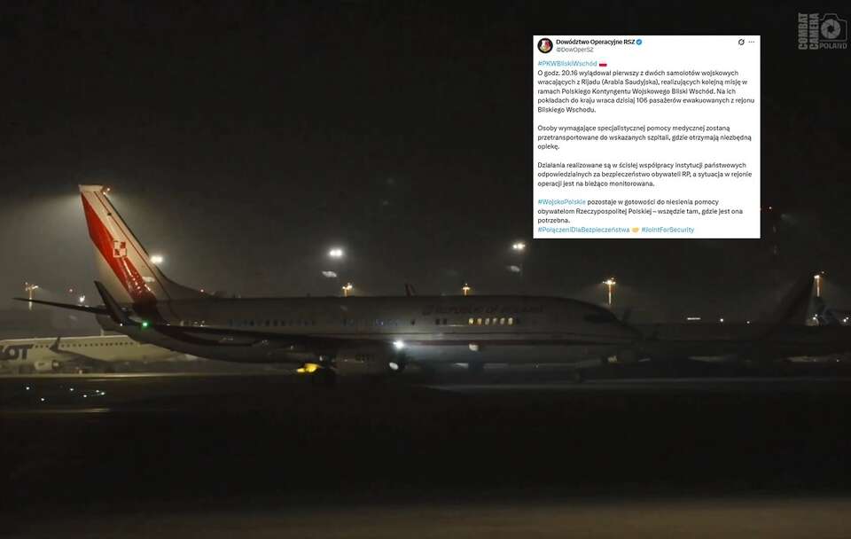 Samoloty Sił Powietrznych - na pokładzie z ewakuowanymi z Rijadu / autor:  X/Dowództwo Operacyjne RSZ