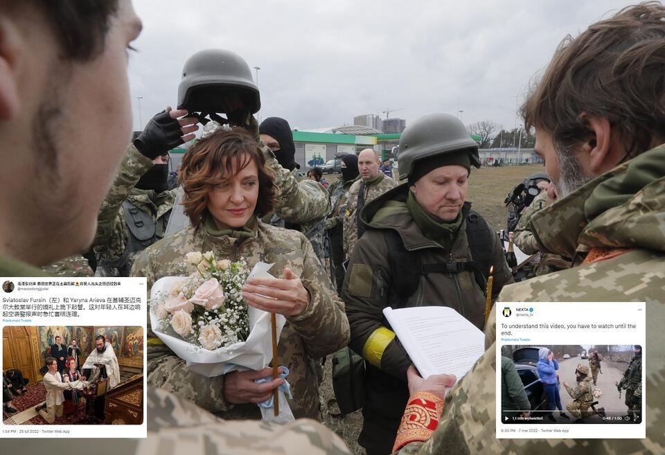 Ślub pary ukraińskich terytorialsów / autor: PAP/EPA