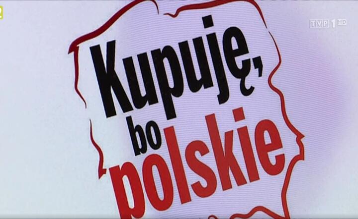 Logo 'Kupuję, bo polskie' w 'Wiadomościach' TVP1, 06.04.2020 / autor: screen z 'Wiadomości' TVP1, Fratria
