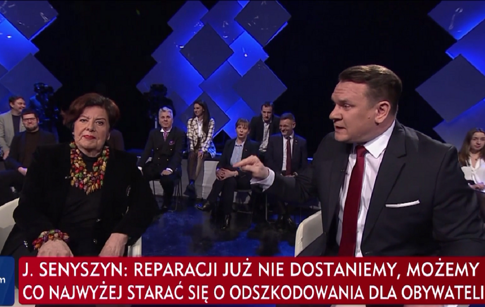 Joanna Senyszyn (Lewica) i Dominik Tarczyński (PiS) w Strefie Starcia / autor: TVP Info