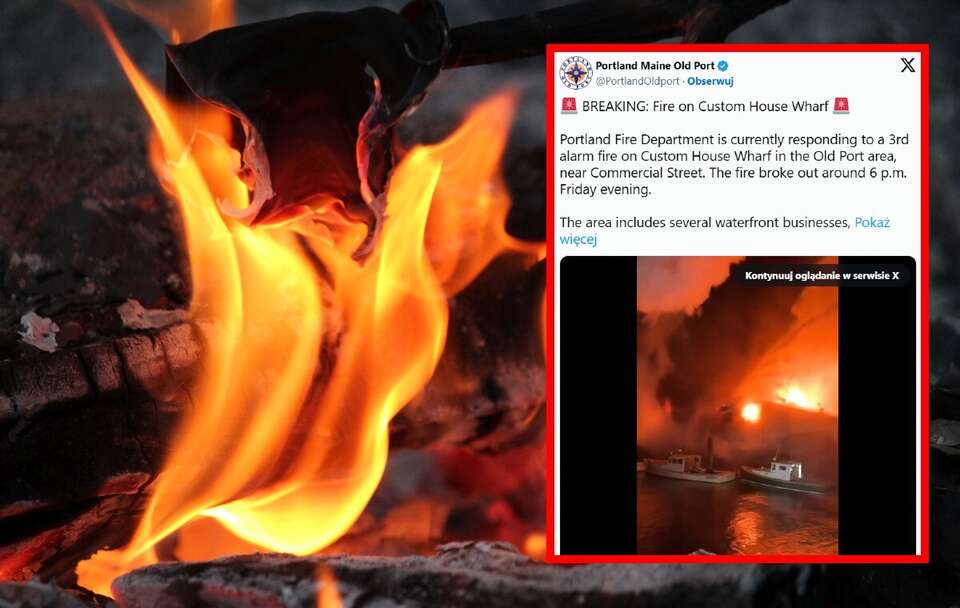 Pożar w Portland w USA. Ogień strawił budynki i łodzie