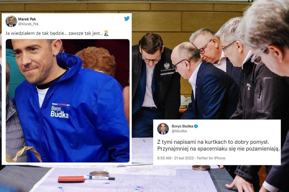 Premier Mateusz Morawiecki i wpis Borysa Budki na Twitterze / autor: Kancelaria Premiera/Twitter